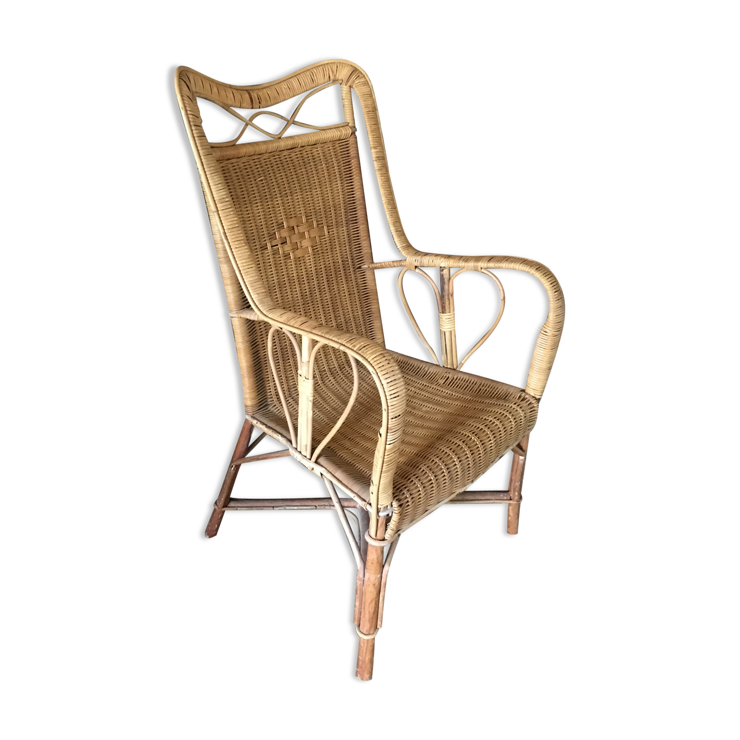 Rattan and bamboo armchair 1960/70