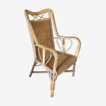 Rattan and bamboo armchair 1960/70