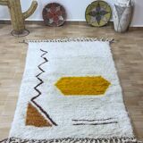 Tapis berbère Beni Ouarain du Maroc - Laine artisanale, 165×110 cm