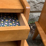 Pair of bedside feet compass solid oak vintage 1950