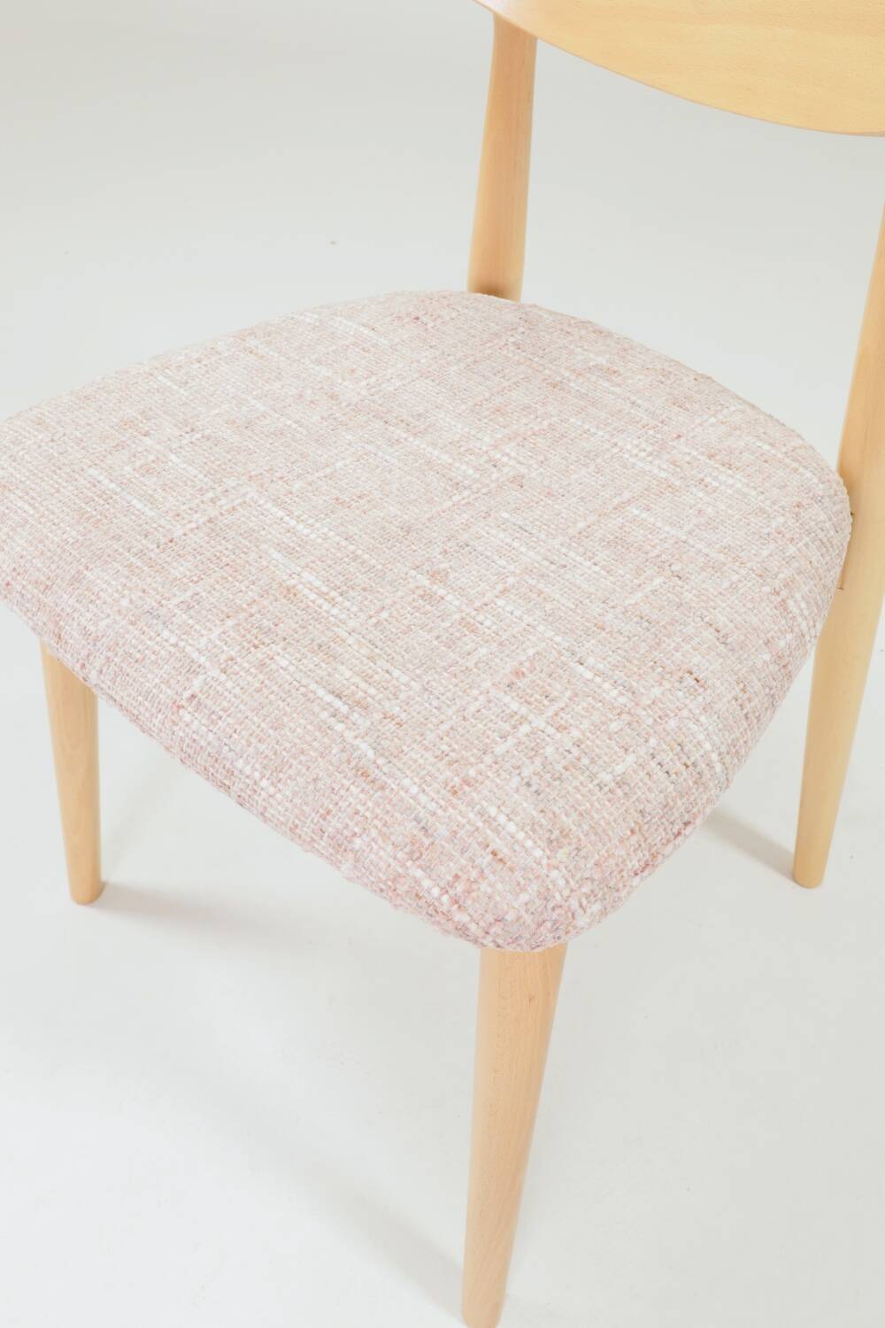 Dining Chairs Set of 6 Pink Soft Fabric Scandinavian design Natural wo