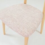 Dining Chairs Set of 6 Pink Soft Fabric Scandinavian design Natural wo