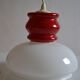 White and red opaline glass chandelier vintage 1970 space age