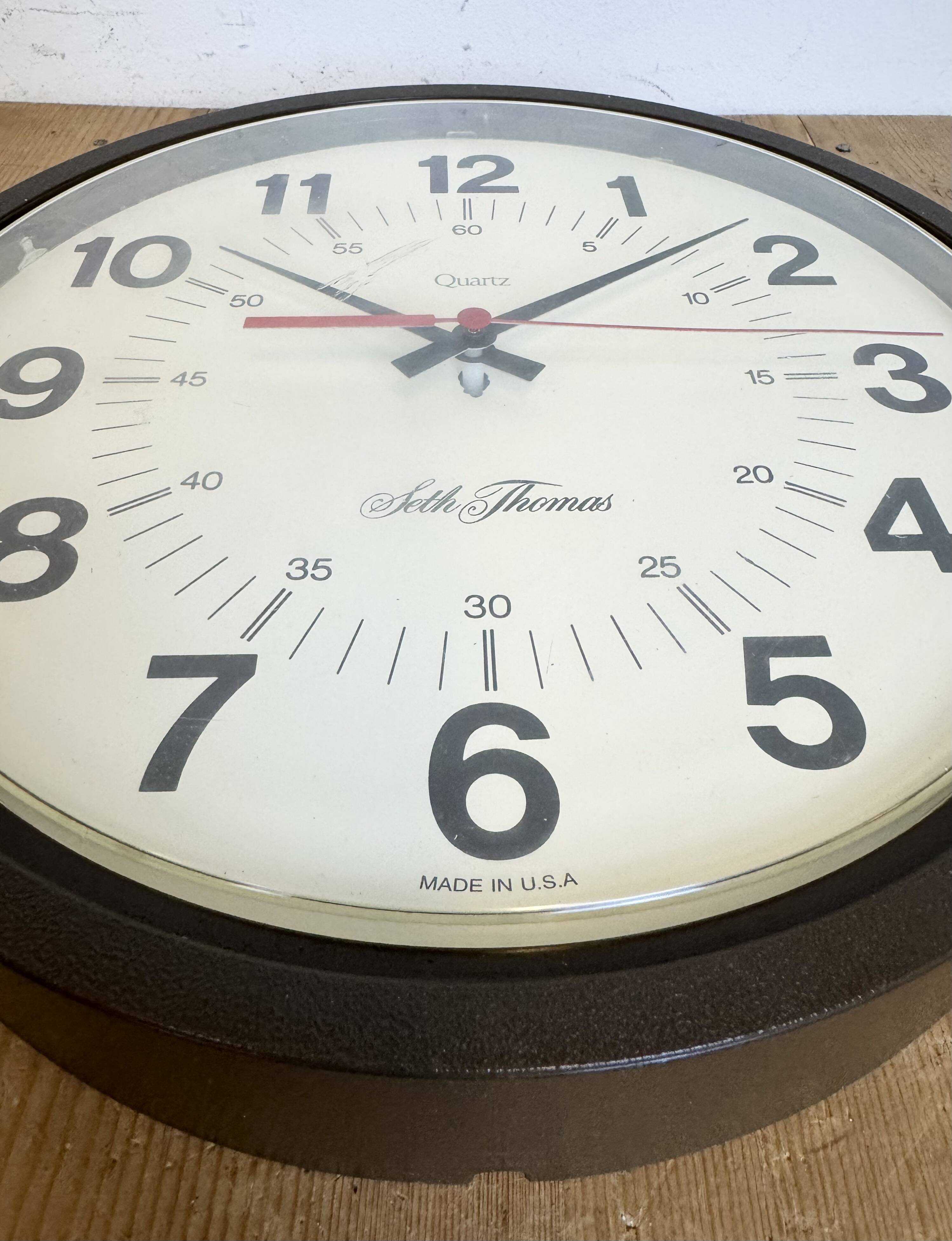 Vintage Brown Bakelite Wall Clock from Seth Thomas, 1980s