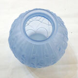 Art Deco ball vase, frosted blue glass
