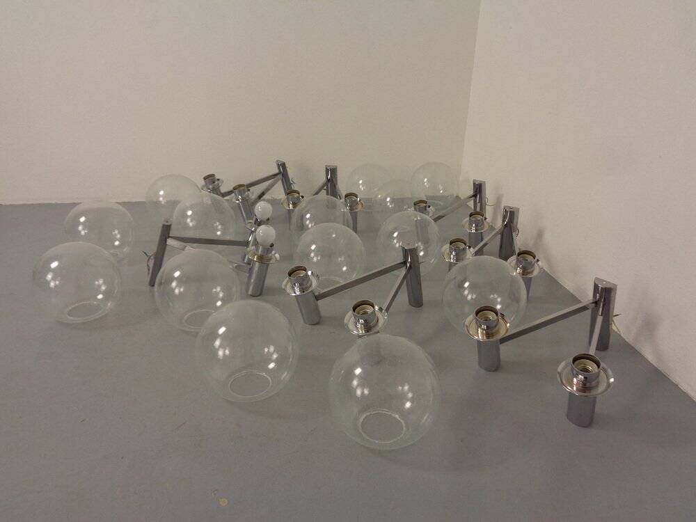 Chromed Glass Wall Lamp from OTT International, 1960s