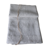 Drap ancien en lin début XXé brode main
