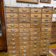 Large antique workshop cabinet with 44 drawers – patinated wood