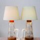 Mid-century modern Scandinavian teak and glass table lamps, set of 2
