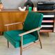 Original vintage polish armchair 300-190 from Mid-century in green velvet
