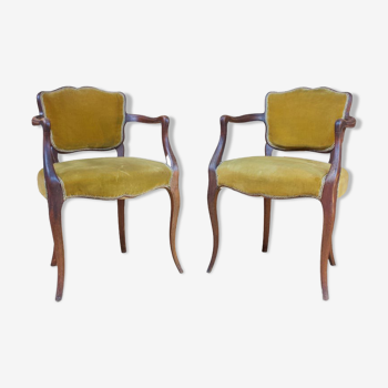 Pair of Bridge Armchairs Louis XV Style, Twentieth Century