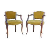 Paire de fauteuils bridge style louis xv, xxe siècle