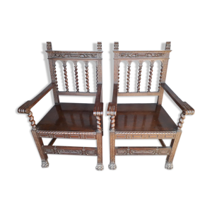 Paire 2 fauteuils Louis