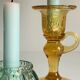 Bougeoirs vintage en verre teinté