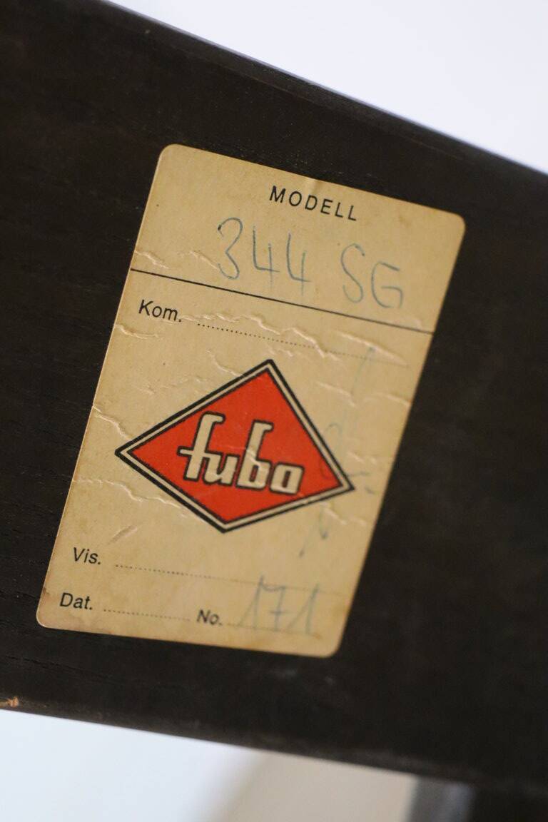 Vintage Fubo coffee table – curved wood & smoked glass – 1970s