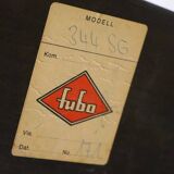 Vintage Fubo coffee table – curved wood & smoked glass – 1970s