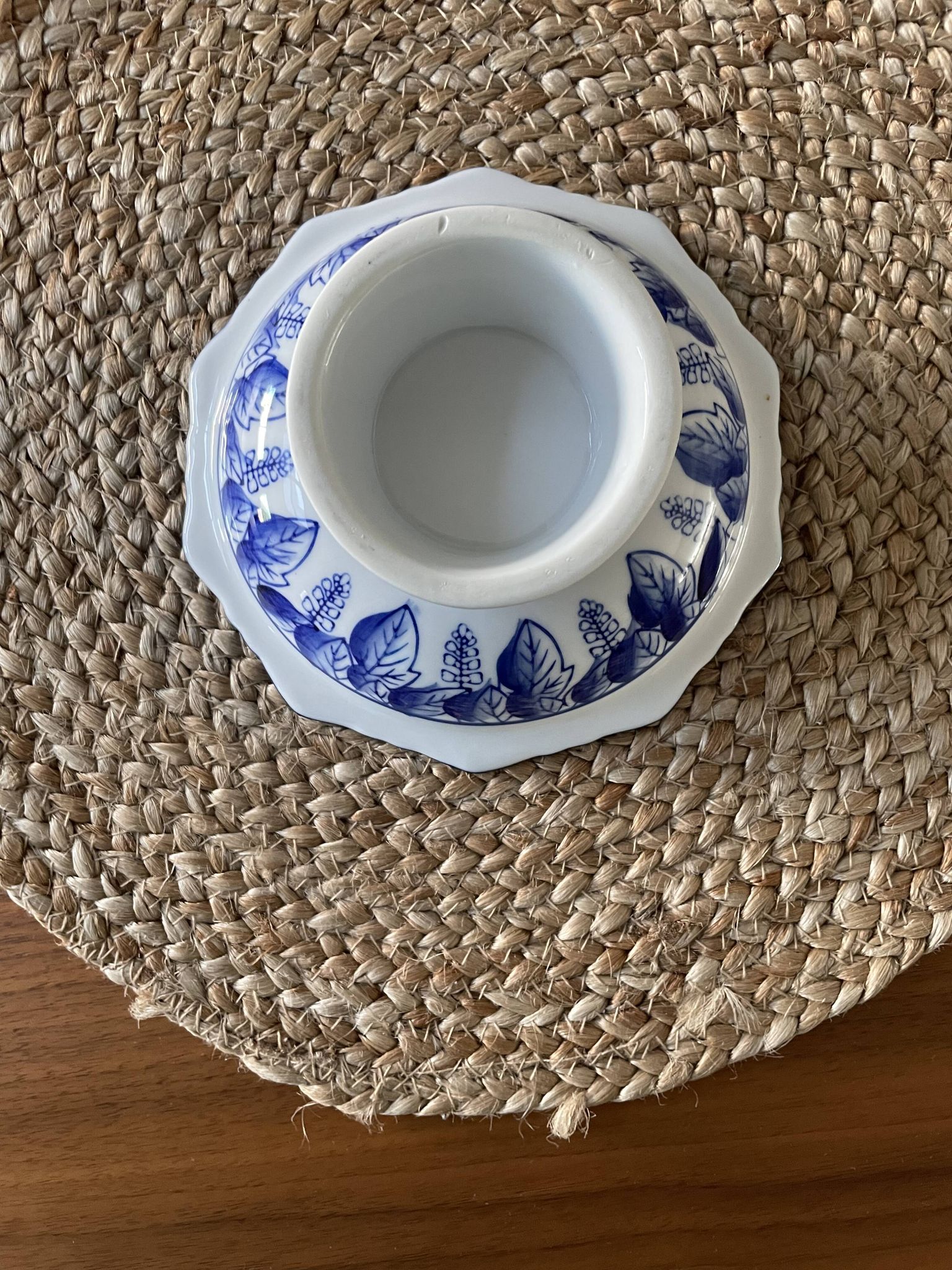 Blue and white porcelain compote, Delft style.