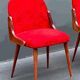 1960s chair in faux fur and varnished wood