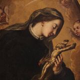 Antique oval painting of Saint Catherine of Genoa from the 17th century