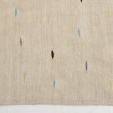 Tapis Kilim Minimaliste Beige Naturel à Motifs Ethniques, 164x225 Cm