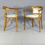 Two Fischel Art Deco armchairs upholstered in cream leather - 1925 - No Thonet
