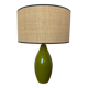 Vintage green glazed ceramic lamp and cane shade