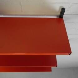 Tomado Holland - A. Dekker wall shelf, orange and black, 1970s