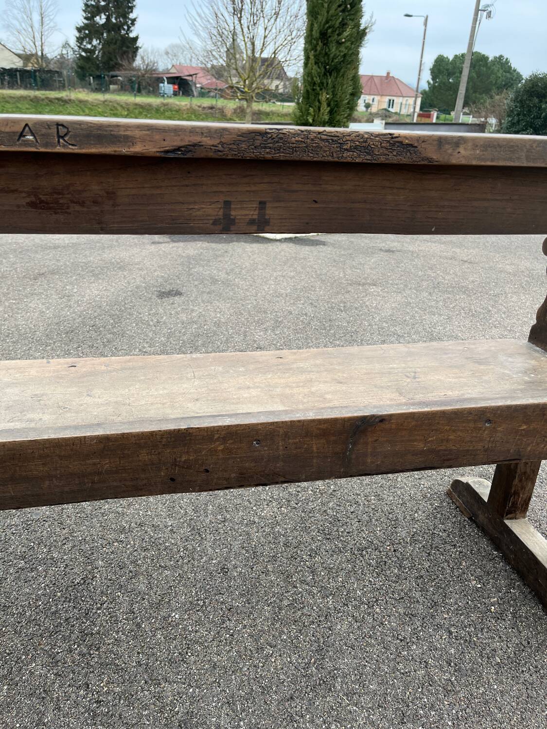 Old pegged oak church bench