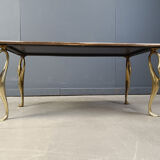Vintage brass swan coffee table, 1970s