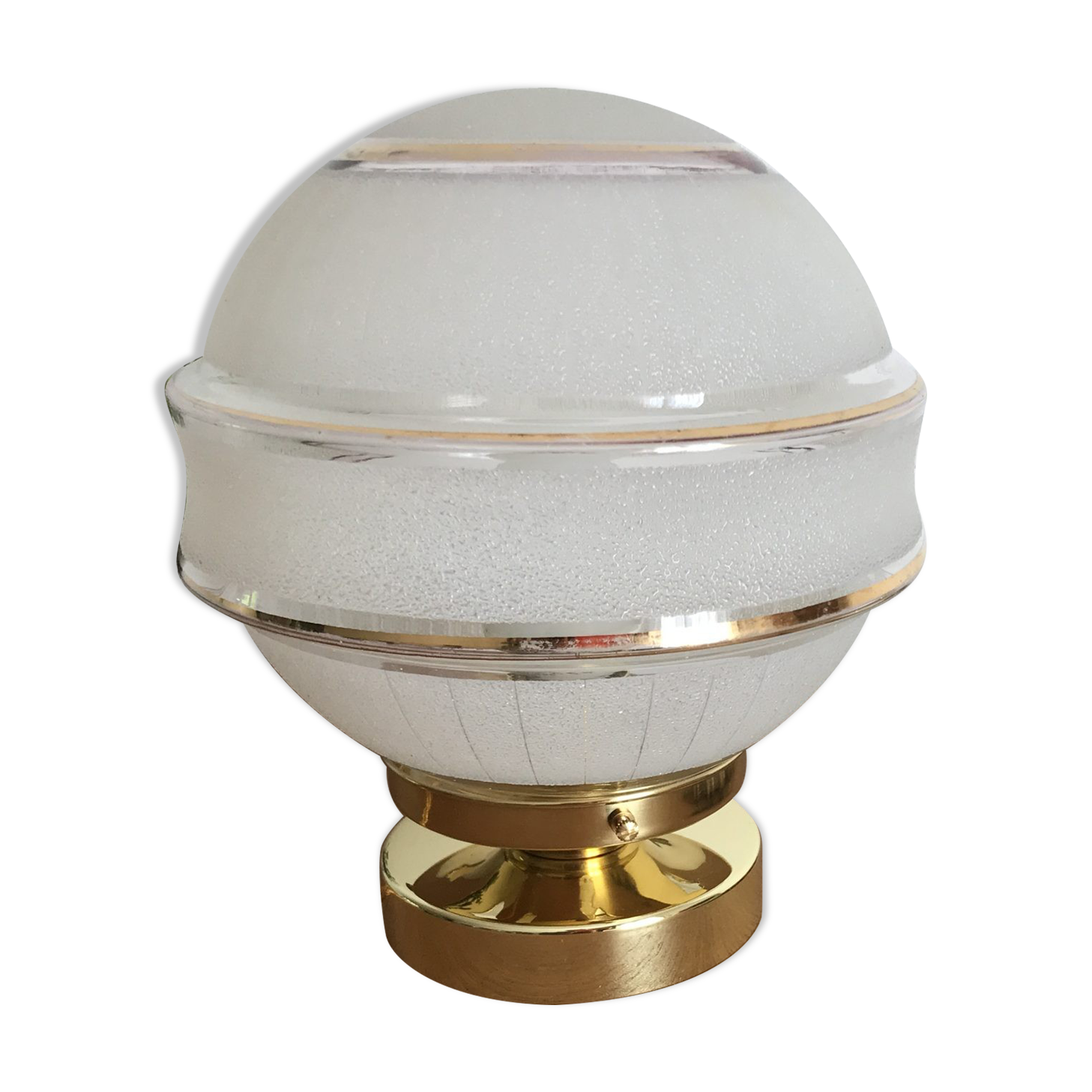 Globe old art deco table lamp in glass and brass support