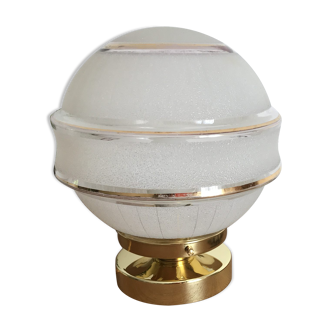 Globe old art deco table lamp in glass and brass support