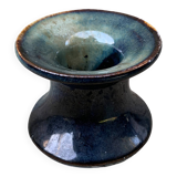 Small 6cm candle holder signed MY enameled ceramic art from France vintage old