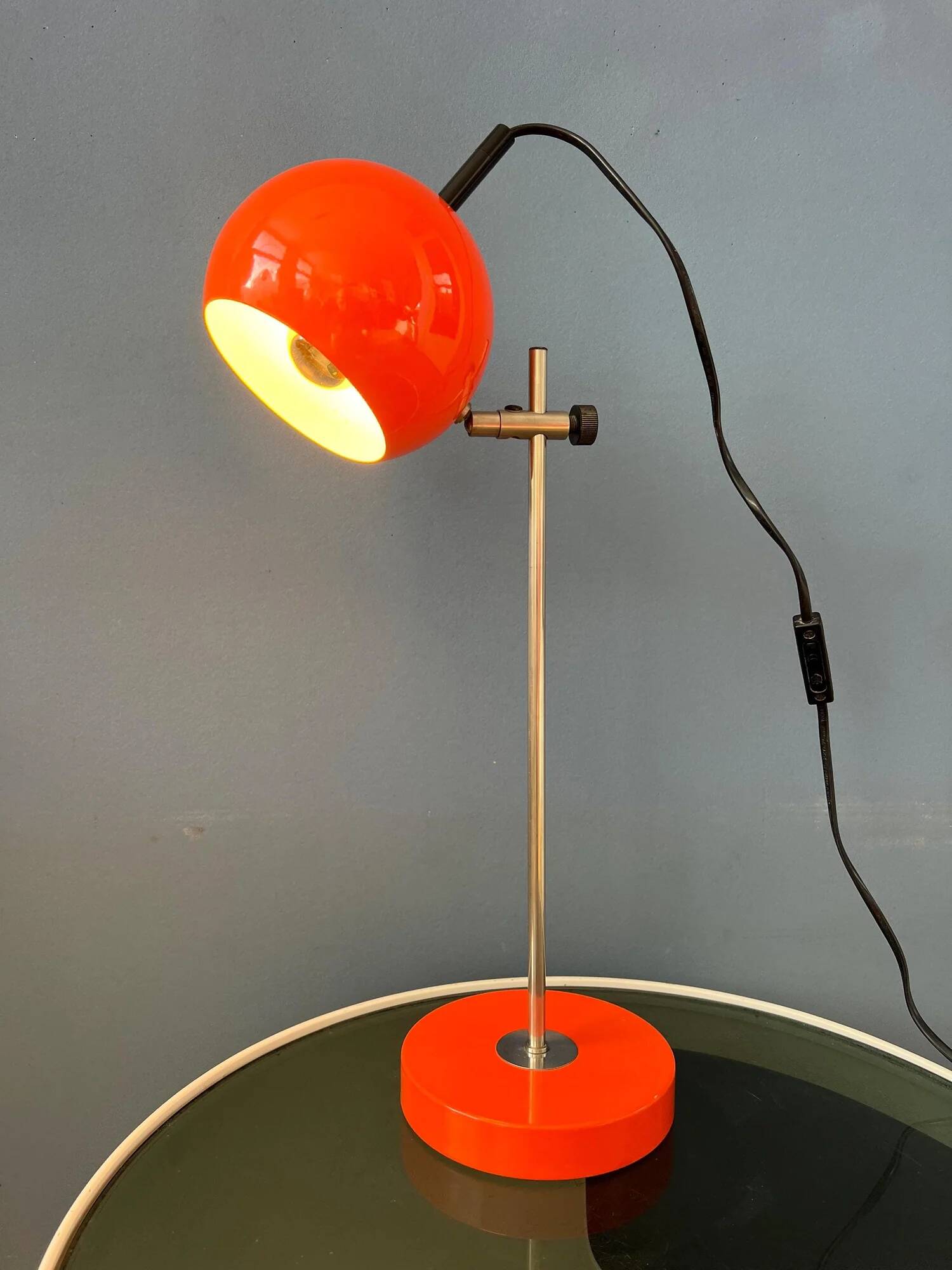 Mid-century orange eyeball space age desk lamp