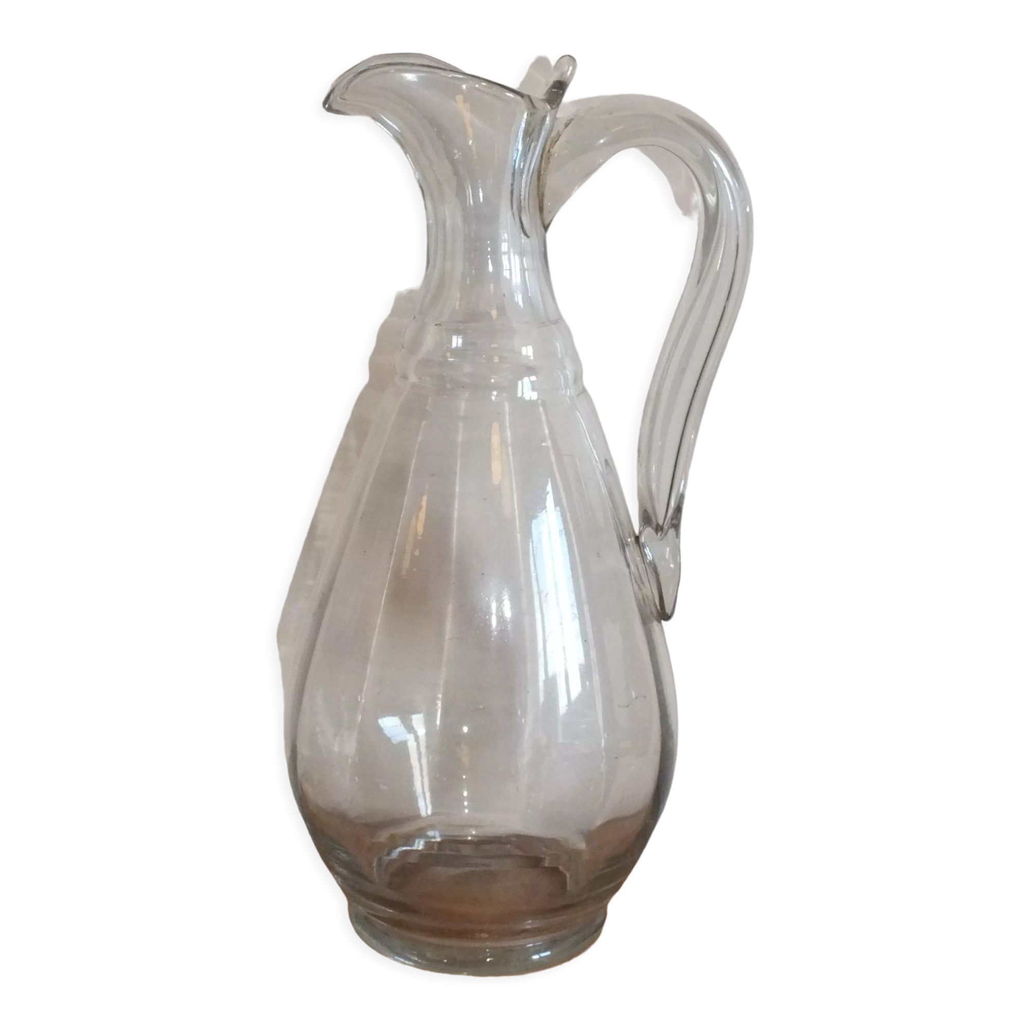 Grand pichet à cidre en verre soufflé Normandie 19ème siècle