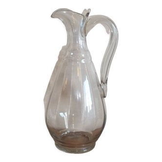 Large cider pitcher in blown glass Normandy 19th century