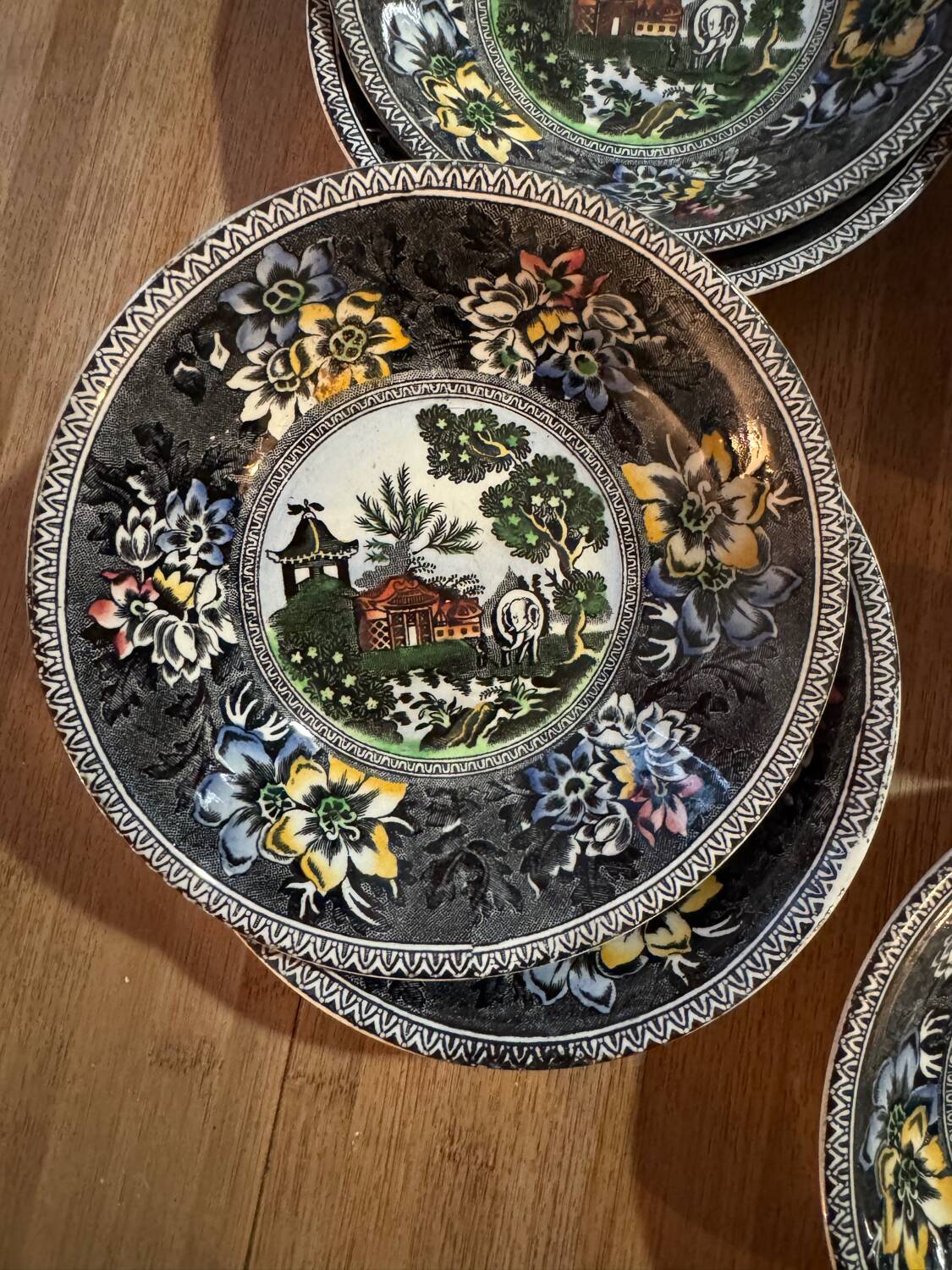 Small dish and 5 English bowls – Reproduction Rogers 1780 – Bursl
