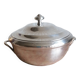 silver metal vegetable dish with crossed ribbon decoration