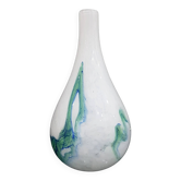 Vase, milky white with blue and green, glass, Germany, 1970s