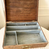 Wooden storage chest old vintage tool box