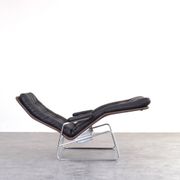 Bauhaus Leather and Chrome Model Fenix Chaise Longue by Sam Larsson for Dux