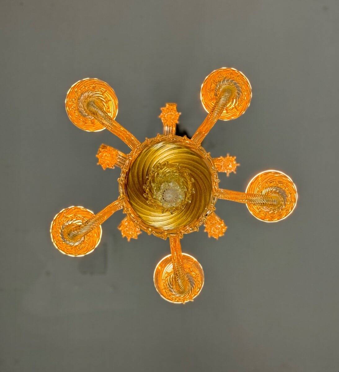 Venetian chandelier in golden murano glass 5 arms of light circa 1930