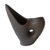 Free-form anthracite grey ceramic vase, Louis Giraud, Vallauris