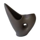 Free-form anthracite grey ceramic vase, Louis Giraud, Vallauris