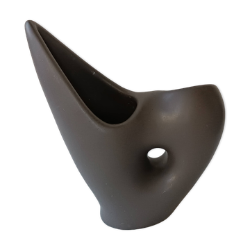 Free-form anthracite grey ceramic vase, Louis Giraud, Vallauris