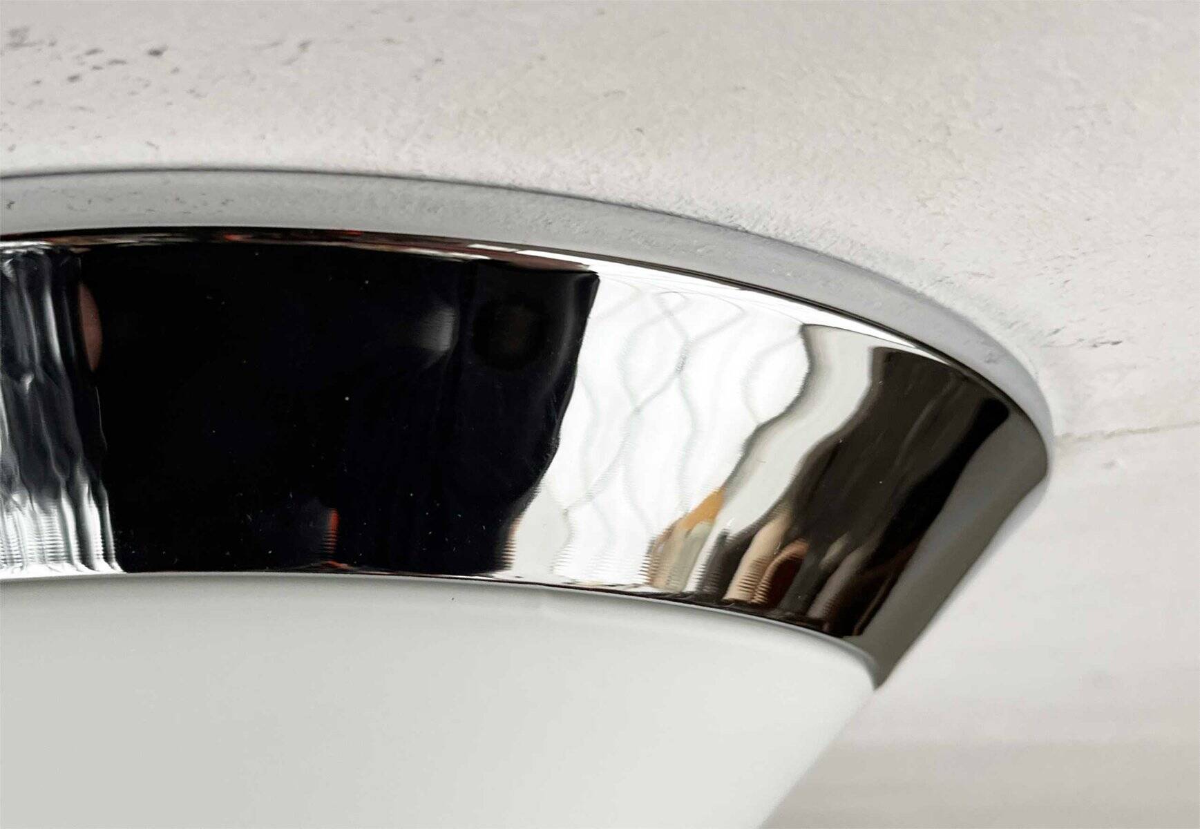 Vintage conical glass and chrome ceiling lamp, 1980s