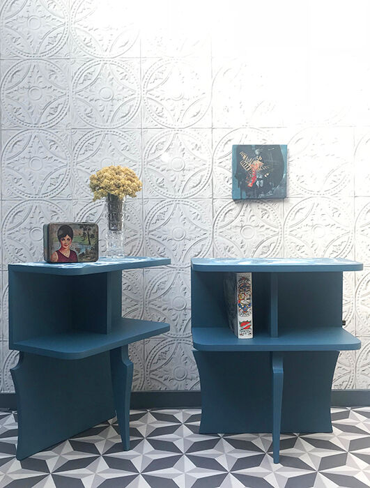 Pair of bedside blue