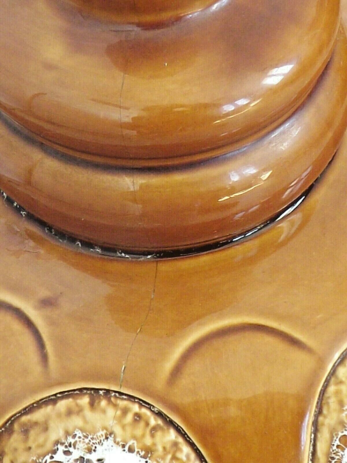 Vintage French 1960s standard lamp base in brown and cream ceramic 3462