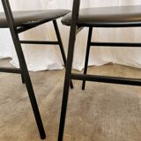 SET of 4 Vintage School Chairs /Black Leather / STOL Kamnik 80s Yugoslavia