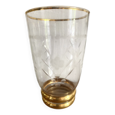 Vase en verre gravé et dorure 22cm