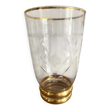 22cm engraved and gilded glass vase